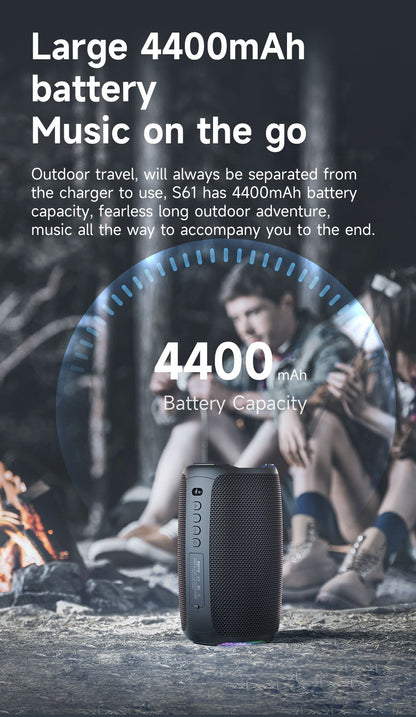 Caixa de Som Bluetooth Zealot-S61, com Proteção à Prova d'Água IPX6 e Graves para Ambiente Externo para Festas no Quintal e na Praia, Alto-falante de 10W