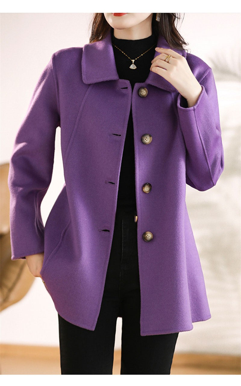 New High Quality Single-breasted Fashion Woolen Coat Women Autumn Winter Slim Elegant Wool Overcoat Windbreaker Outerwear Female