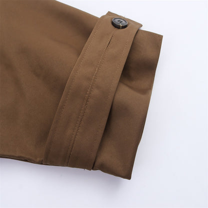 Autumn new European and American style hooded long sleeved lapel jacket single breasted trench coat short jacket