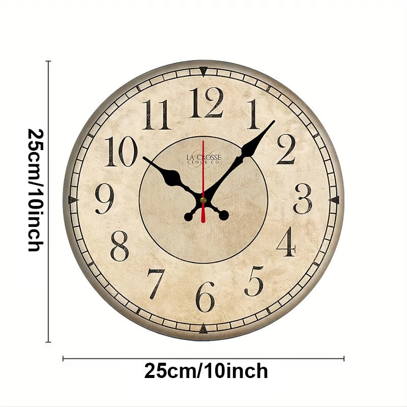 Beige & Black Wooden Round Silent Hanging Wall Clock, Suitable For Living Room, Office, Study Room, Bedroom, Home Decoration