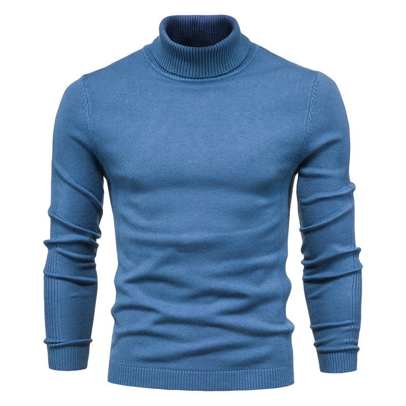 2021 New Winter Men Turtleneck Sweater Casual Solid Color Warm Pullover High Quality Slim High Neck Long Sleeve Sweater Men