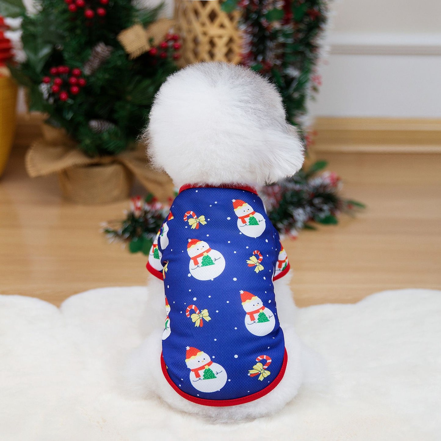 Roupas de Natal para Cachorros Roupas Macias para Gatos Camiseta Fofa de Árvore de Natal Roupa para Pets para Ano Novo Roupas Quentes Fantasia Yorkies