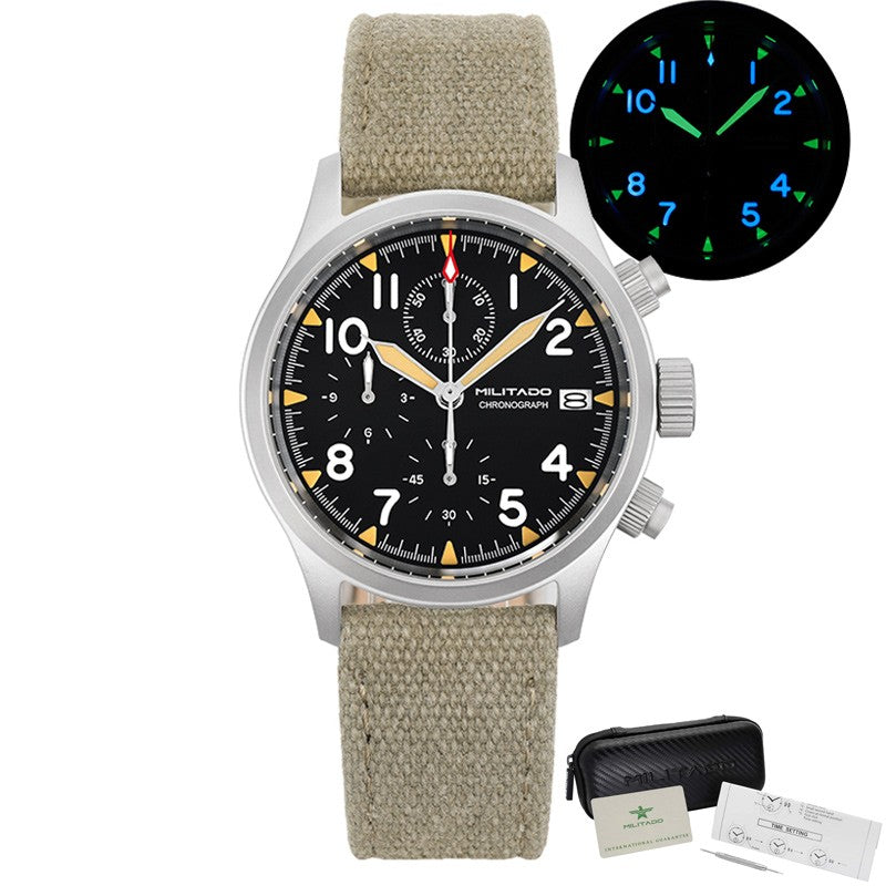 Militado ML1868KF Quartz 3 Dial Watch VK67 Chronograph Movement Luminous Watches Sapphire Glass 100m Water Resistance Wristwatch