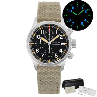 Militado ML1868KF Quartz 3 Dial Watch VK67 Chronograph Movement Luminous Watches Sapphire Glass 100m Water Resistance Wristwatch
