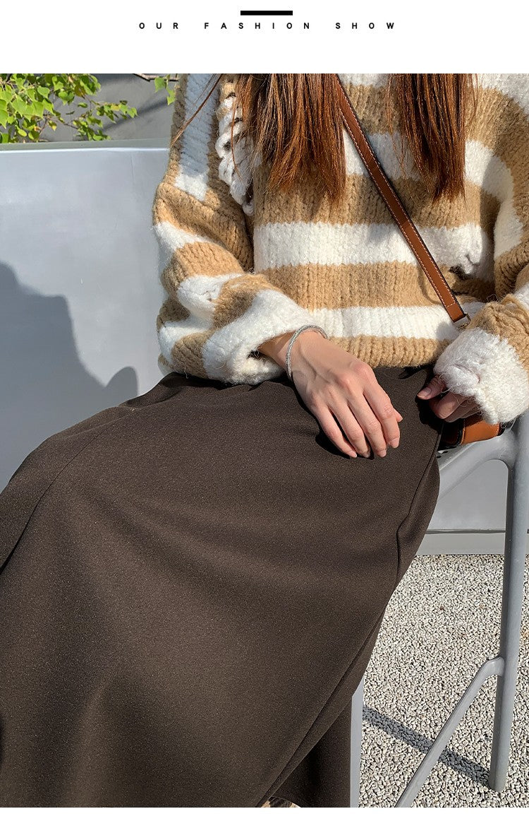 High Waist Plus Size Women Skirt Spring Women Clothing High Waist Hepburn Style Mid-Length A-Line Skirt New Casual Solid Skirts