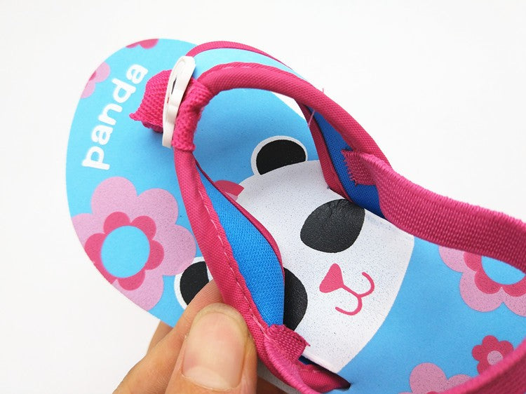 2025 Summer Children Cute Cartoon Animal Slippers Beach Shoes Kids Flip Flops Elastic Band Anti-slip Sandals Boys Girls Slippers