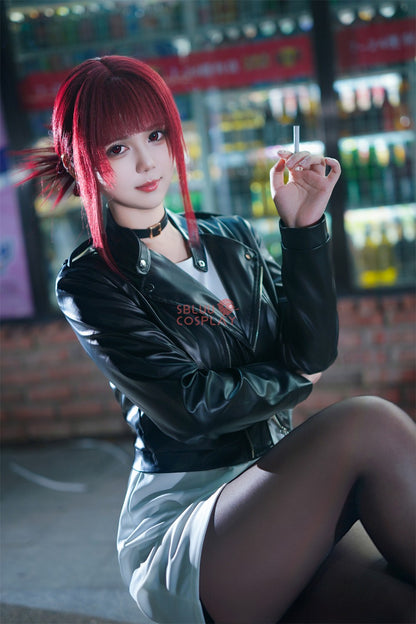 SBluuCosplay Tayama Yamada Cosplay Costume Smoking Behind the Supermarket PU Coat Dress Halloween Carnival Party Suit
