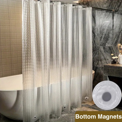 1pc White Lightweight Shower Curtain Liner with Magnets & Metal Grommets, Plastic Bath Curtain Bathroom Decor & Accessories