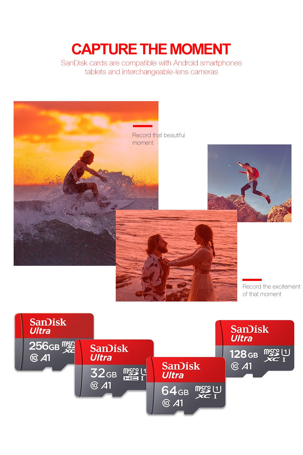 Cartão Micro SD Sandisk Ultra A1 128GB 32GB 64GB 256GB Cartão de Memória STF Cartão de Memória Flash 32/64/128GB para Telefone + Leitor de Cartão
