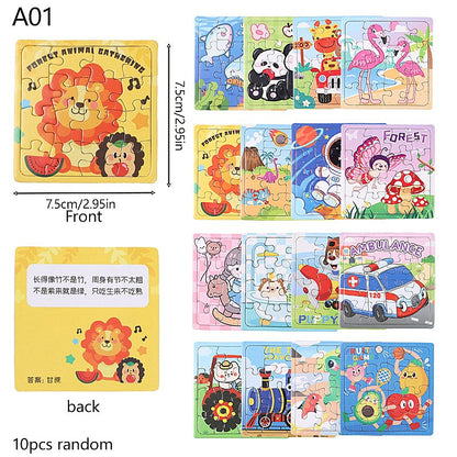 10/15/20/30/50pcs Mini Cartoon Animal Paper Jigsaw Puzzles Gifts Birthday Christmas New Year Party Rewards Pinata Fillers Random