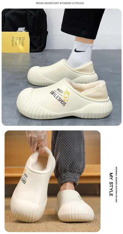 Men Winter Warm Slippers Couple House Cotton Shoes Outdoor EVA Fur Shoes Plush Slippers Home Bedroom Shoes Big Size Slides 39-44