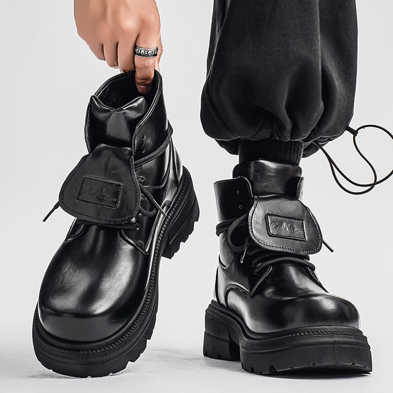 2025 Men's Autumn and Winter Derby Shoes: Thick-soled height-increasing large-head thick-soled high-top shoes.