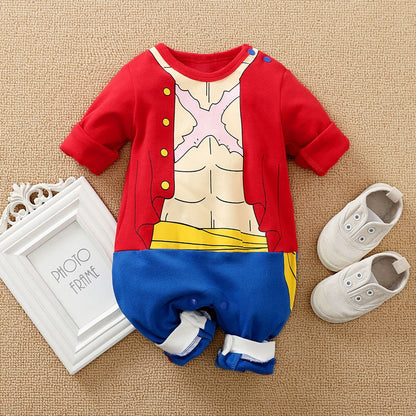 Baby Girl Boy Costume Anime Clothes Newborn Romper Infant Luffy Akatsuki Vegeta Cosplay Jumpsuit Toddler Halloween Costume 0-18M