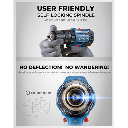 Furadeira de Impacto Brushless 20V para Uso Pesado, Torque de 443 pol-lb, Furadeira de Impacto sem Fio com 2 Baterias para Tijolo, Metal, Madeira