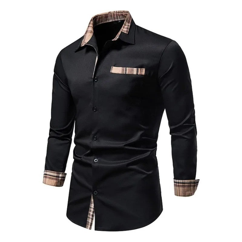 Bolubao Men Brand New Shirt Fashion Smart Casual Business Four Season Long Sleeve Black Male Elastic Shirt