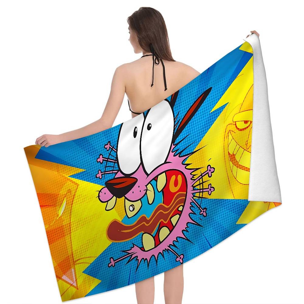 Cartoon C-Courage C-Cowardly Dog Bath Towel Microfiber Soft Absorbing Breathable For Girl Kids Decorative Cartoon Beach Towel