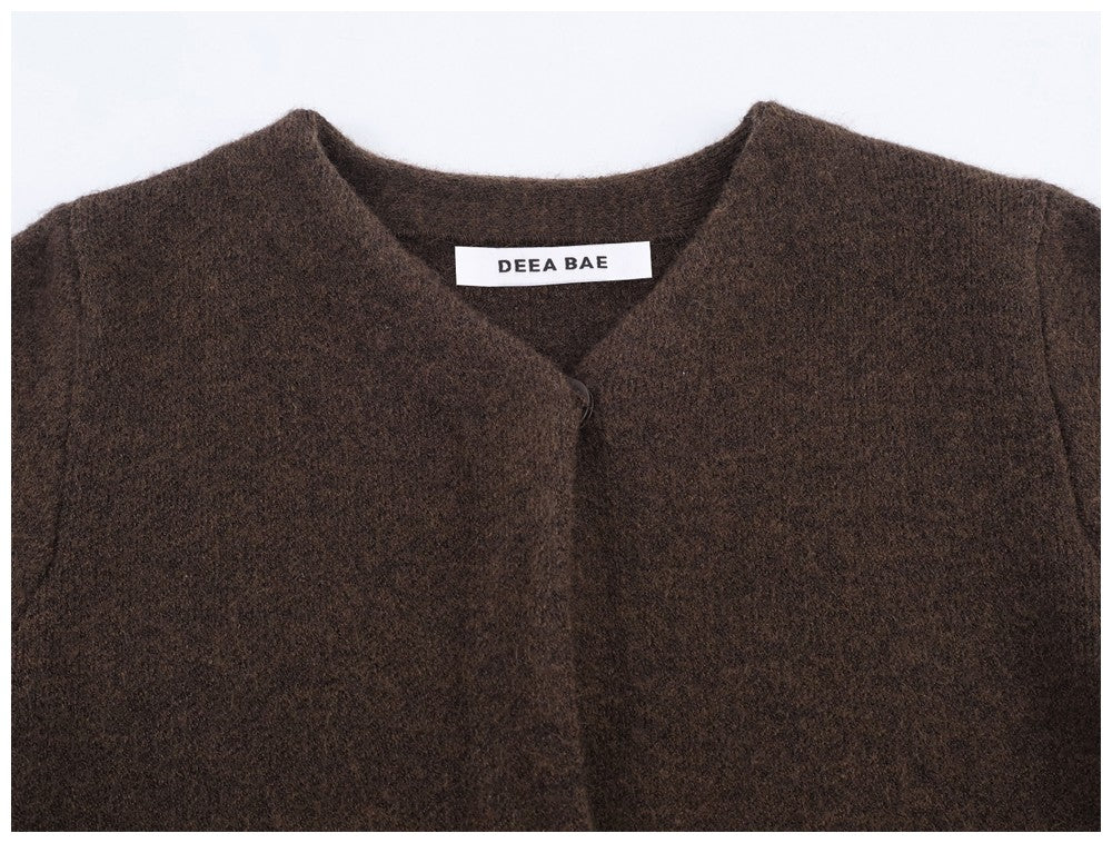 Ladies Coat With Plush Hem Faux Fur Single Breasted Patchwork Knitted Coat Autumn And Winter Daily Fashion Versatile Coat