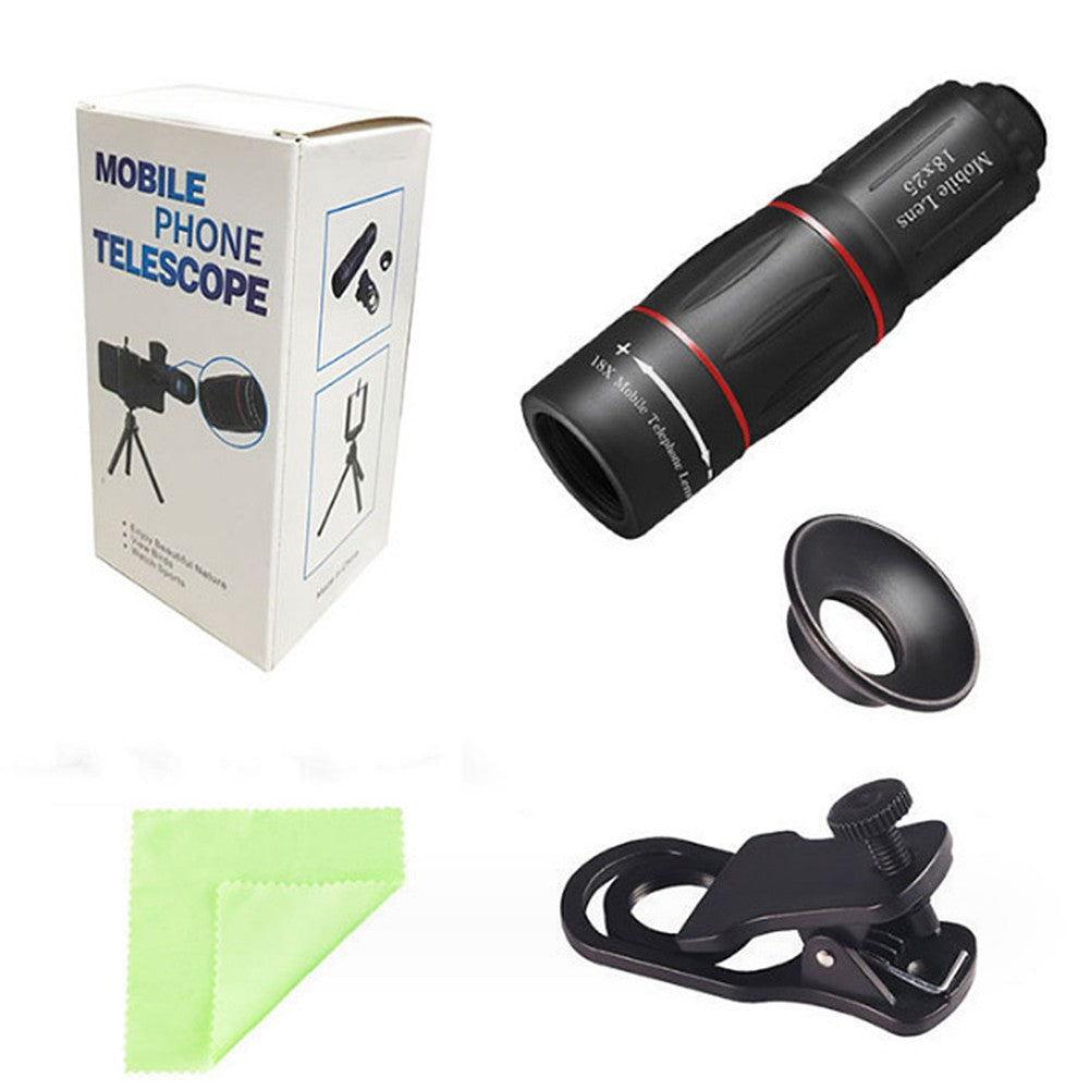 Lente de câmera de celular com clipe 18/28/36X, zoom monocular telescópico, lente telefoto universal para smartphone