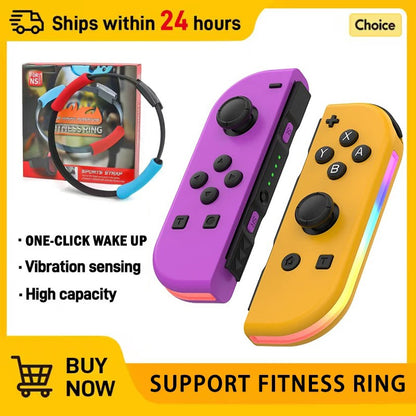 Wireless Switch L/R Controllers Hall Joystick RGB Colorful Light BT 5.3 Wake Up Six-Axis Vibrating Joypad For Switch/Lite/Oled