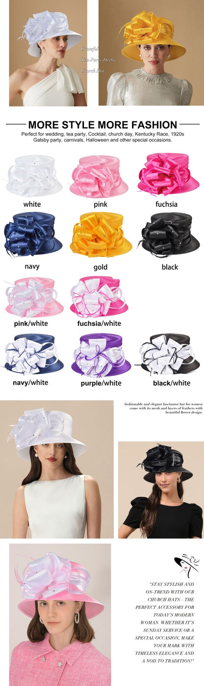 Novos Chapéus Fascinators 2025 para Mulheres Elegantes Casamentos e Chapéus de Topo para Igreja de Damas Britânicas para Mulheres Negras S10-4585