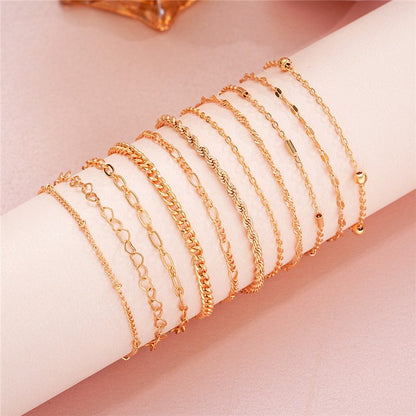 Conjunto de Pulseiras Femininas Corrente Cubana, Cor Dourada, Boho Retrô, Torção Grossa, Joias da Moda de Qualidade, 11 Peças, 2024