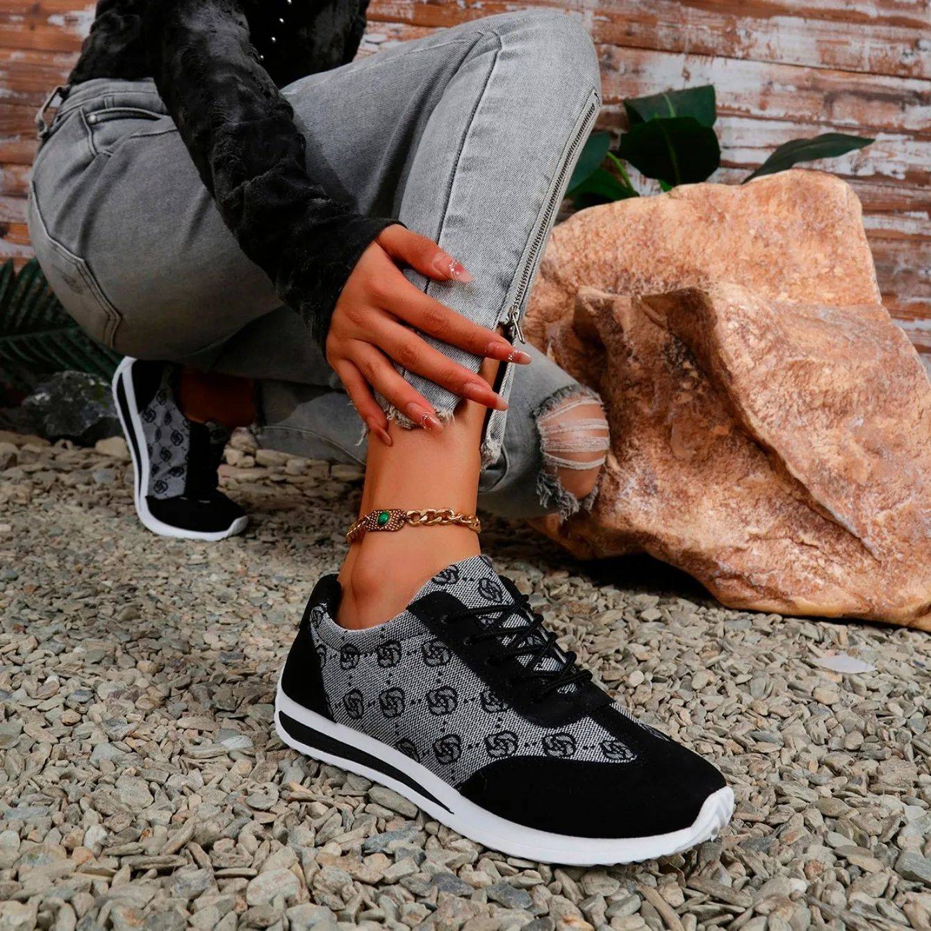 Women Thick Soled Cross Round Head Thin Fashion Shoes Women Comfortable  Breathable Casual Wear-resistant Shoes Zapatos De Mujer