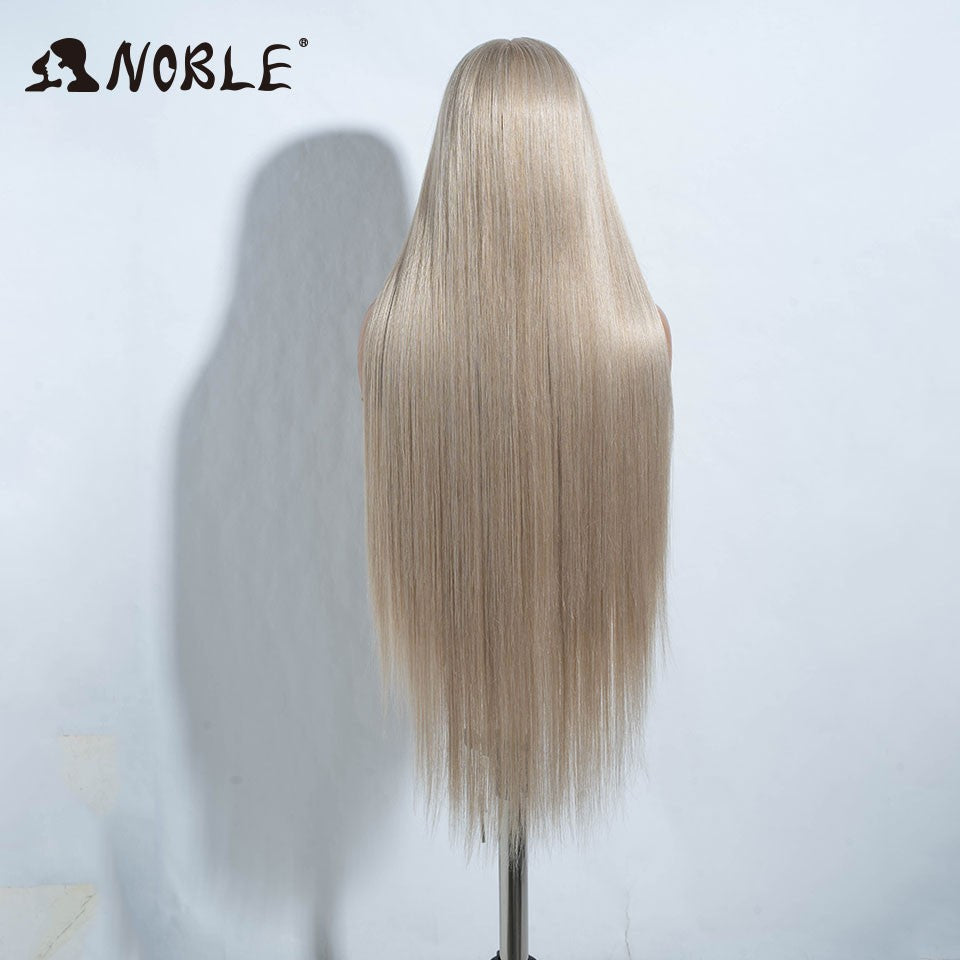 Perucas Noble Cosplay Para Mulheres Negras Perucas Sintéticas Lisas de Renda de 38 Polegadas Peruca Loira Ombre de Renda Peruca Sintética Loira de Renda Cosplay