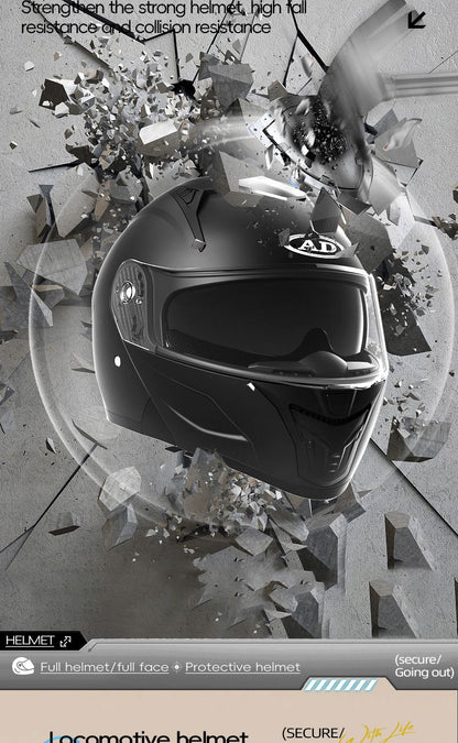 AD Capacete integral descoberto para homens, outono e inverno, quente, para motociclismo, indispensável