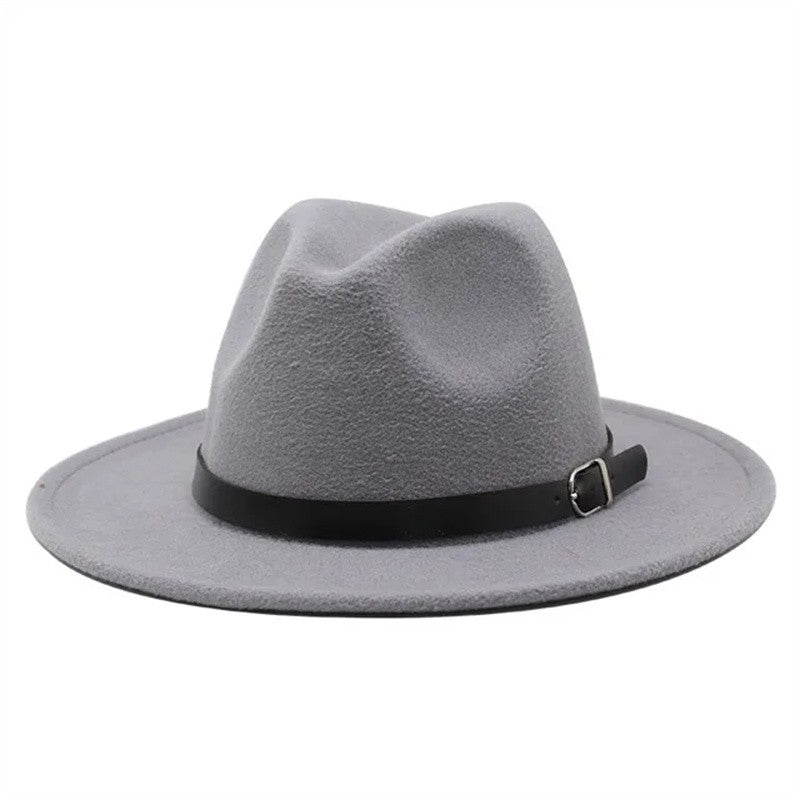 Men's fedora hat Men's and women's universal solid color fedora hat Women's 21 color wide brim jazz hat Autumn and winter Britis