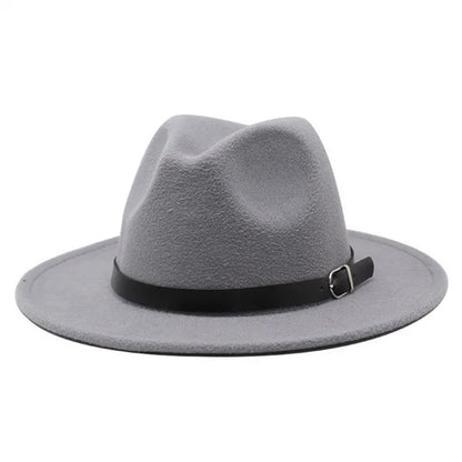 Men's fedora hat Men's and women's universal solid color fedora hat Women's 21 color wide brim jazz hat Autumn and winter Britis