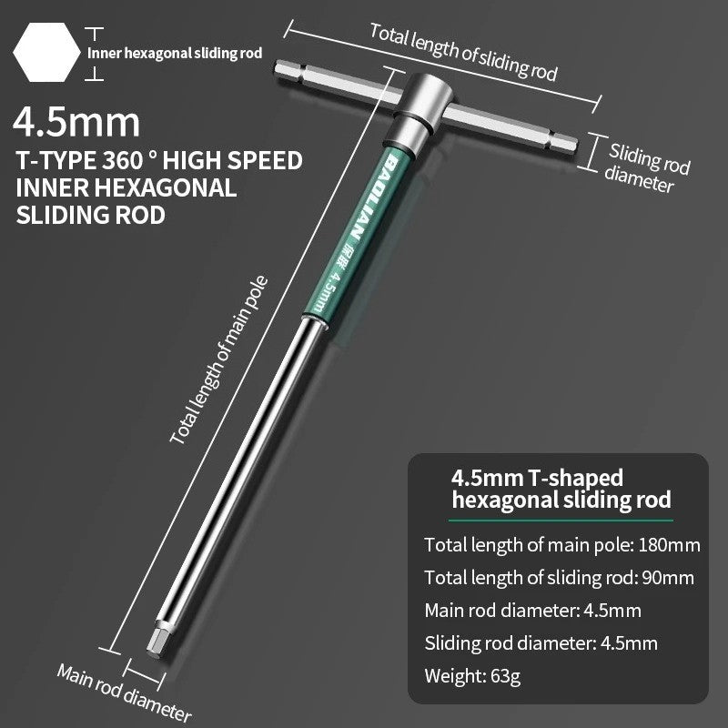 Chave de fenda Torx T/L 2.5/3/4/5/6/8/10mm Chave Allen Tipo T Cromada Chave Inglesa em Forma de T Ferramenta Manual Chave de Boca Tipo T Estendida