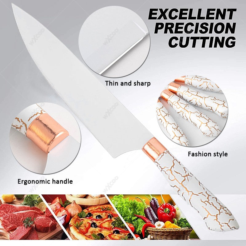 Conjunto de Facas de Cozinha 8 Peças em Aço Inoxidável com Bloco de Facas Combinado Faca de Cozinha para Fatiar Cutelo de Carne Facas de Fruta