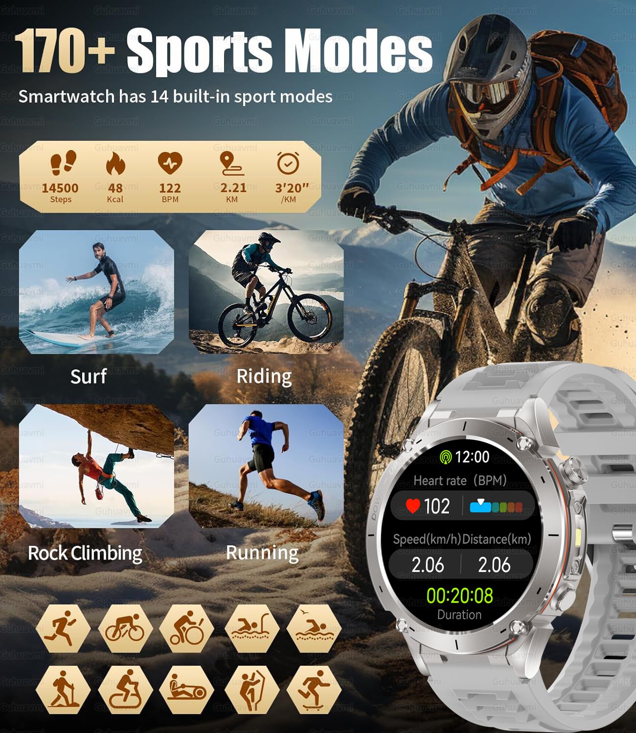 Novo T-Rex 3 GPS Smart Watch AMOLED de 1,43" à prova d'água 10ATM GNSS de banda dupla integrado Bússola Militar Esportivo Smartwatch Pulseira Masculina