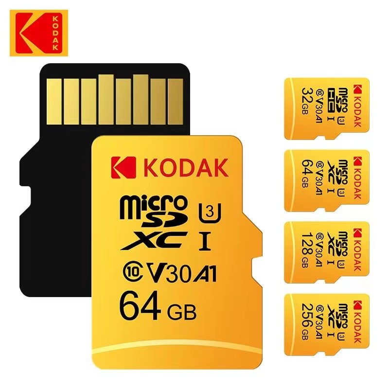 Cartão de Memória Micro SD Kodak 32GB-256GB - Alta Velocidade Classe 10 U3 UHS-I para Smartphones, Câmeras Digitais, Tablets e Drones