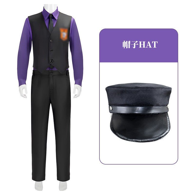 Anime William Afton Cosplay Costume FNaF Purple Guy Costume Five Nights /at Freddy's Doujin Outfit Halloween Party Clothes