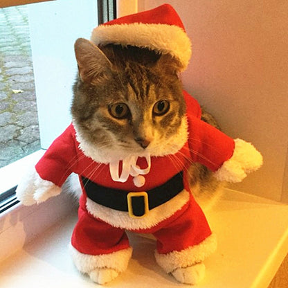 Roupas de Gato de Natal Fantasia Engraçada de Papai Noel para Gatos Pequenos Cães de Natal Ano Novo Roupas de Gato de Estimação Inverno Roupa de Gatinho