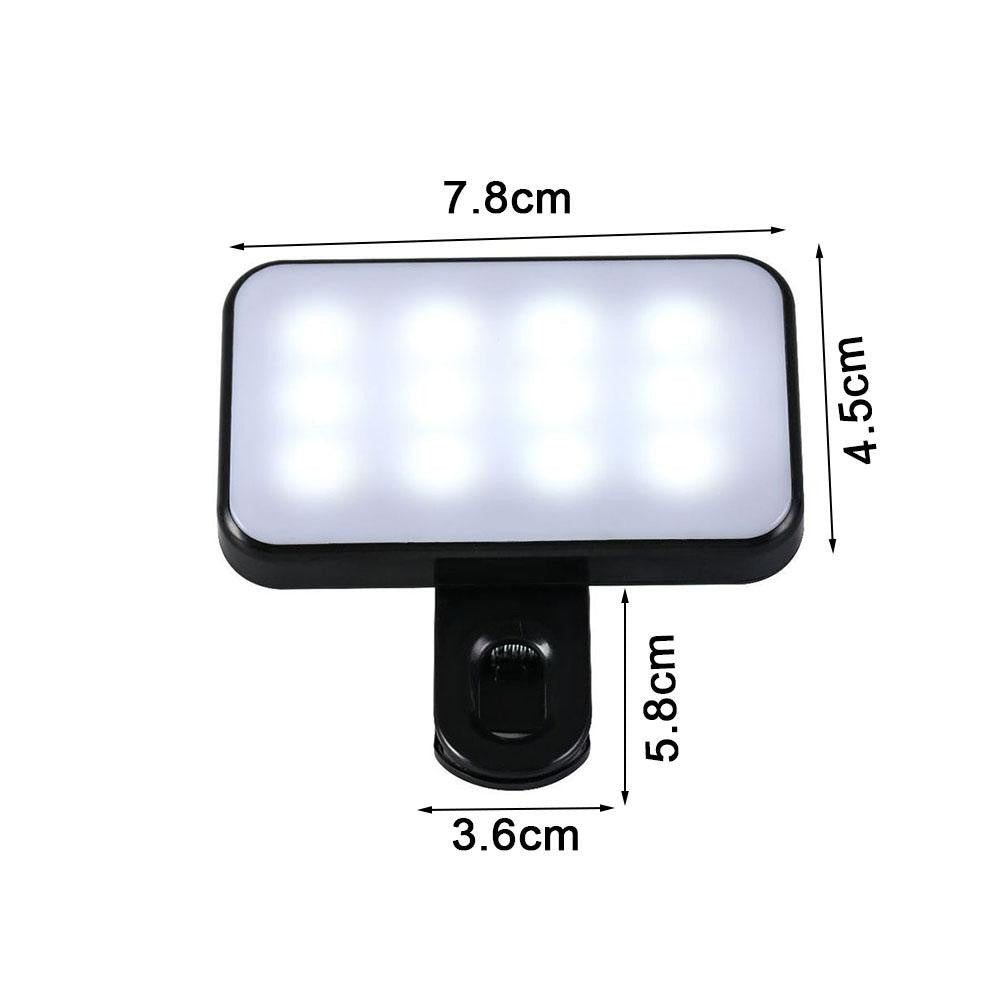 Nova Mini Luz Portátil para Selfie 3 Modos Brilho Ajustável Recarregável Clip-On para Celular Laptop Luz para Vídeo ao Vivo