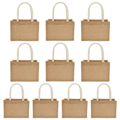 Portable Jute Tote Bag Burlap Tote Bags Mini Burlap Beach Bags Multipurpose Burlap Hand Bags for Shopping Trips Beach School