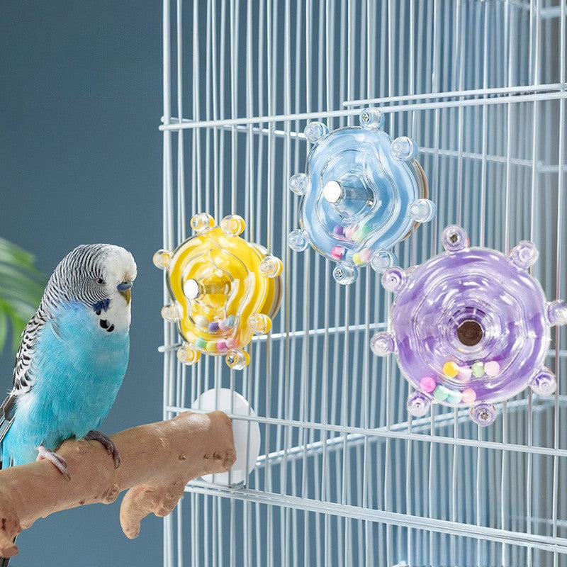 Roda Papagaio Brinquedo Interativo para Papagaio Plataforma Giratória para Pássaros Brinquedos para Pendurar Bola Sonora Brinquedos Suporte para Brincadeiras Acessórios para Gaiolas Suprimentos para Animais de Estimação Pássaro