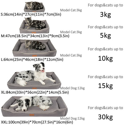 Cama de cachorro de inverno-Camas de sofá para cães, Cama de sofá para animais de estimação de espuma com capa removível lavável, forro impermeável e fundo antiderrapante