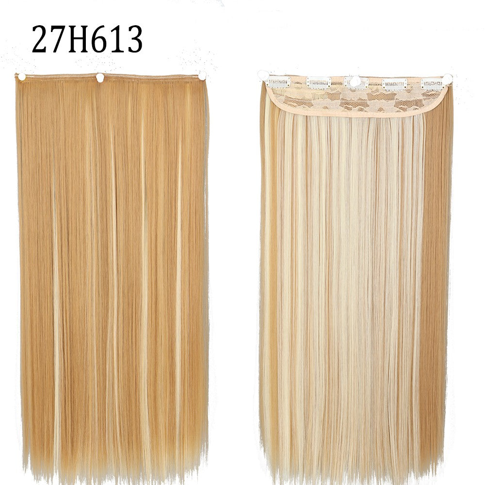 Apliques de Cabelo Sintético Liso Comprido de 5 Clipes 22'' Fibra de Alta Resistência ao Calor Preto Castanho Loiro