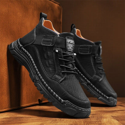 Italian Men's Outdoor Walking Boots Casual Leather Comfy Designer Driving Flats Fashion Vintage Handmade Thick Bottom Sneakers