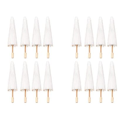 16PCS Paper Parasol Wedding Umbrella Party Favor 30Cm Bamboo Umbrellas For Bridal Shower Centerpieces Photo Props
