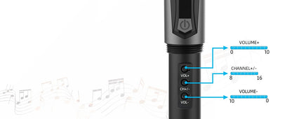 Microfone Sem Fio Aveek para Alto-falante e Máquina de Karaokê, Microfone de Karaokê Recarregável de 2.4GHz (Funciona por 10h), para Festas, 2 Pacotes
