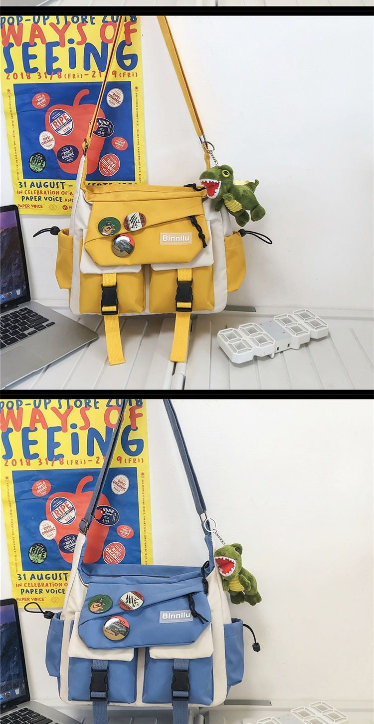 Japanese Simple Messenger Bag Student Nylon Waterproof Canvas Handbag Shoulder Crossbody Bags for Women Men Satchels Bolsas