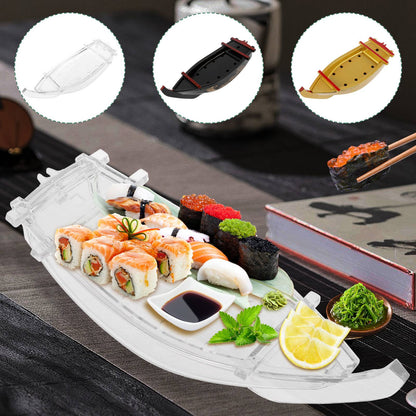 Sushi Serving Tray Reusable Plastic Sushi Boat Serving Plate Japanese Style Detachable Sushi Serving Platter for Home Kitchen