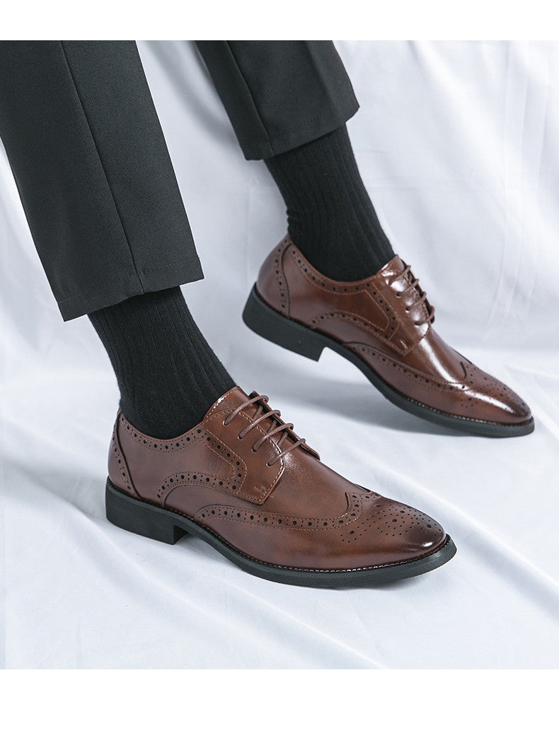 Men's Full-grain Genuine Leather Formal Dress Shoes Soft Comfortable Business Casual Footwear Classic Men's Footwear