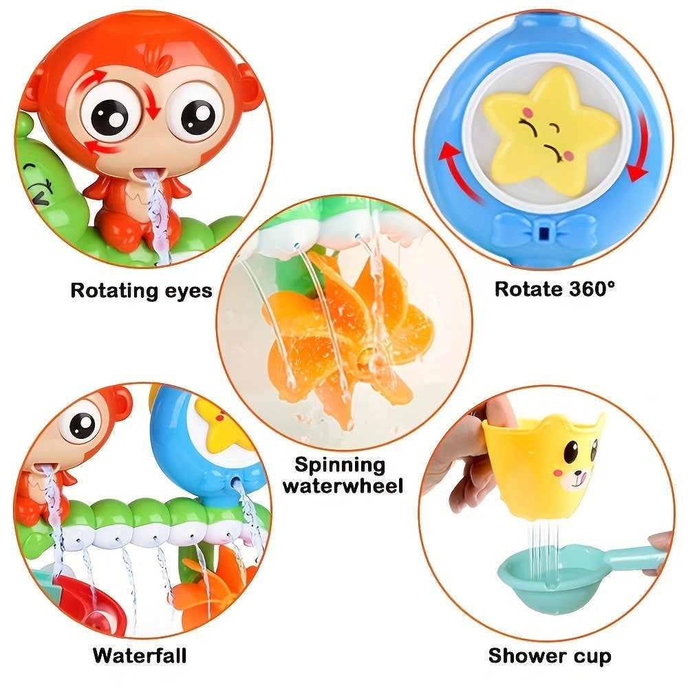 Toddlers Bath Toy, Monkey Caterpillar Preschool New Born Baby Bathtub Water Toys, Durable Interactive Multicolored Infant Toy