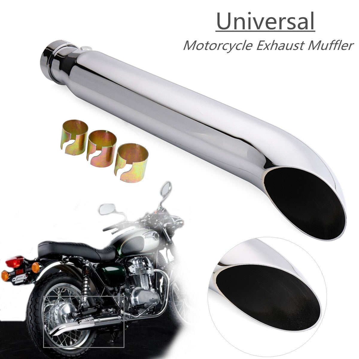 Motorcycle Exhaust Muffler Retro Vintage Classic Electroplating Escap Moto for Cafe Racer Bobber Chopper Custom