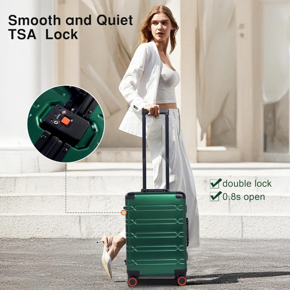 Aluminum Carry On Luggage 22x14x9 Airline Approved, Zipperless Luggage Premium Aluminum Suitcase Luggage, Hard Shell Carry On.